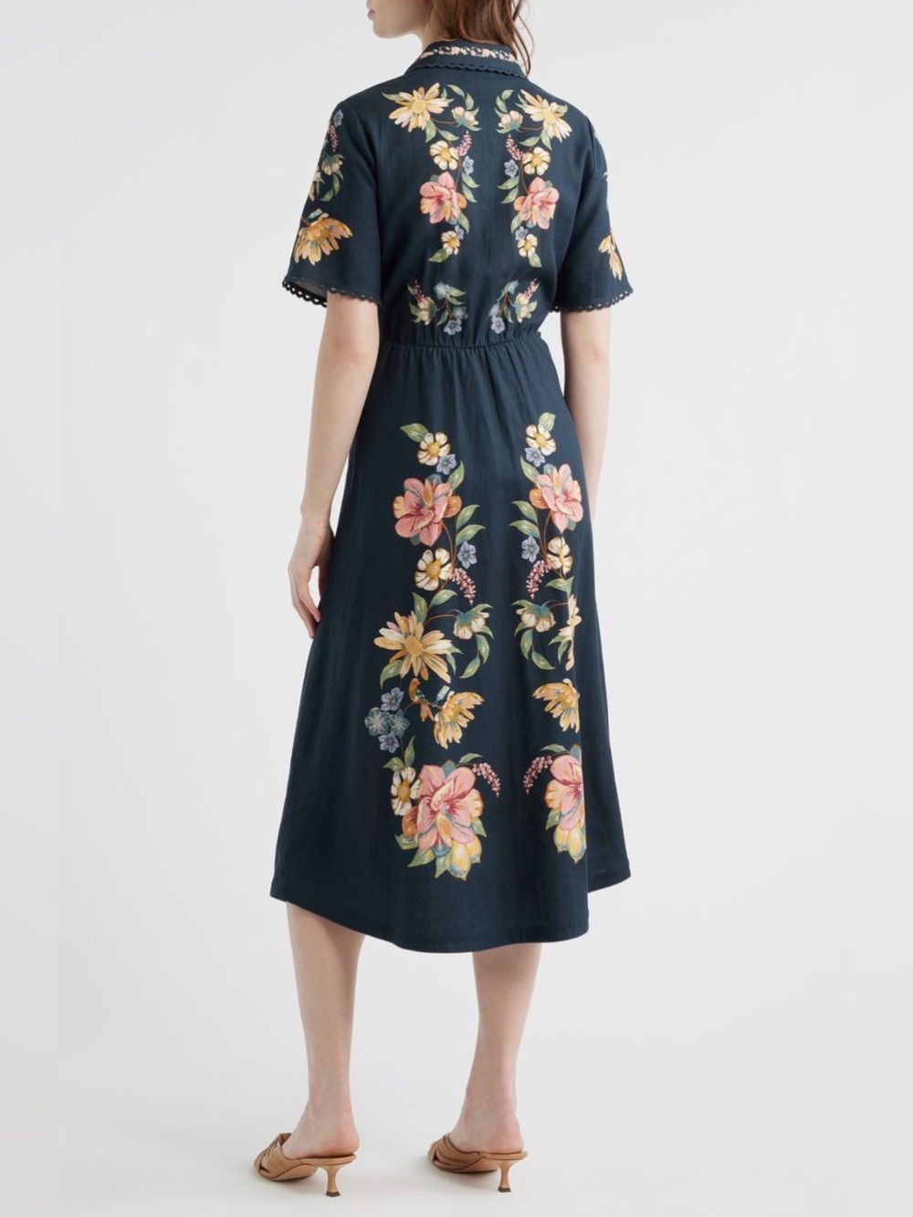 FARM Rio Maira Floral Belted Midi Shirtdress, Size Small, &320 - Picture 5 of 13